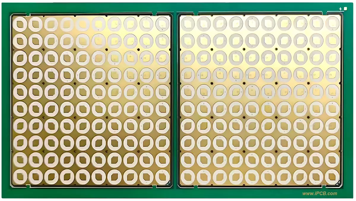 Rogers RO4003C High-Frequency PCB with Dual-Panel Circular Pad Arrays, Engineered for 5G Antenna or Millimeter-Wave Radar Applications  